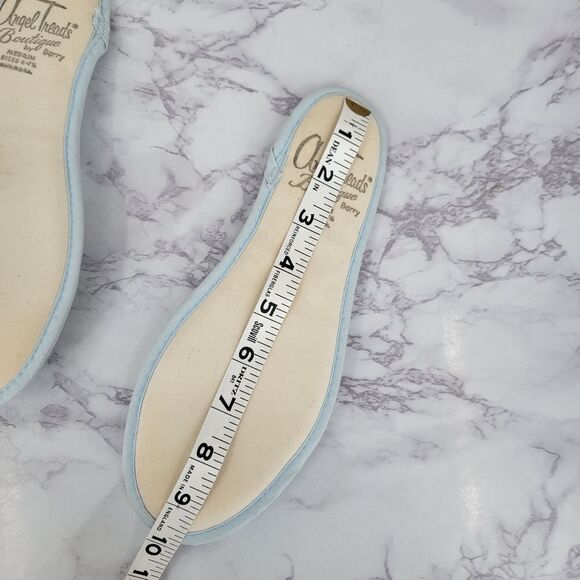 Angel Treads Vintage Blue Lace Women's House Slippers 60s Peep Toe - Picture 8 of 10